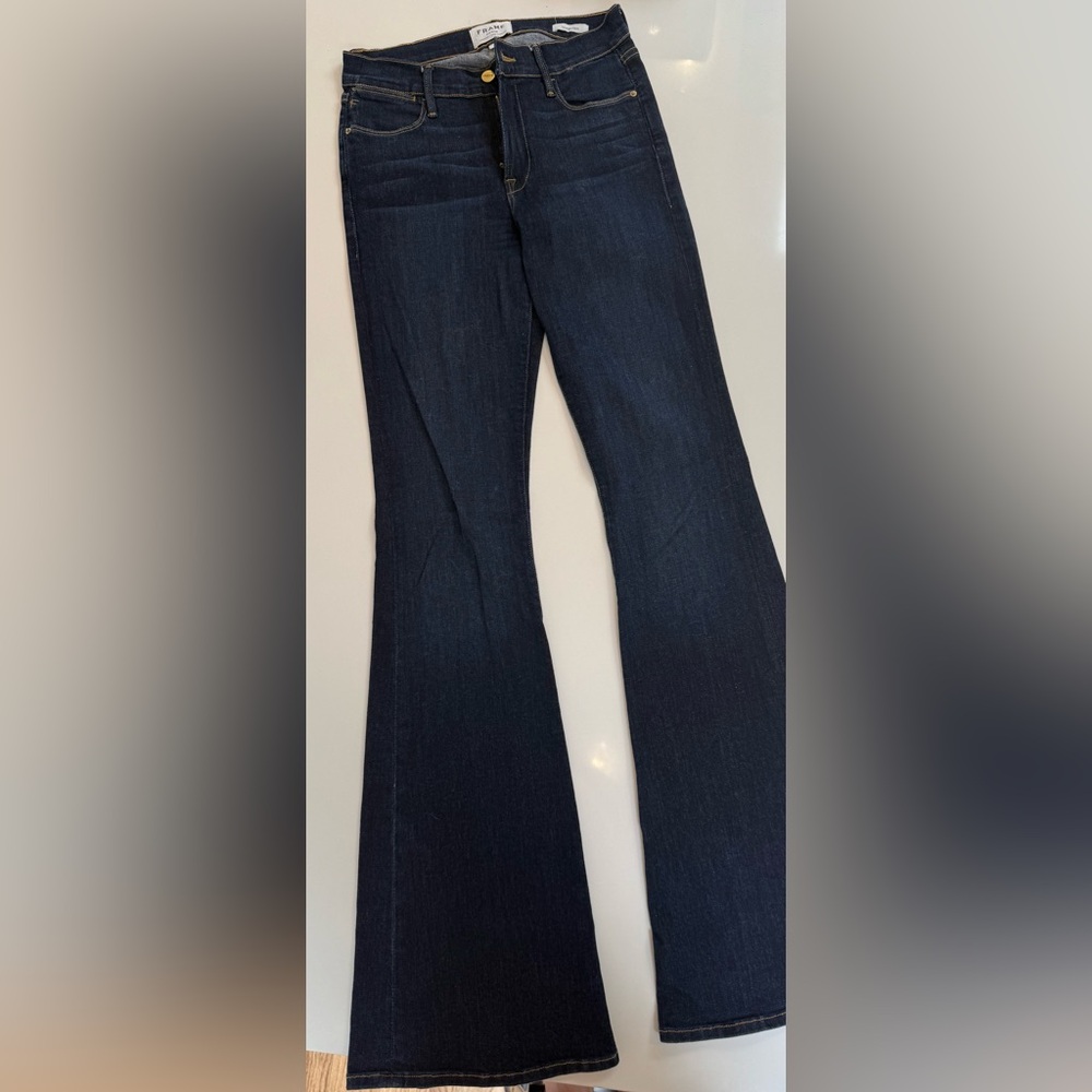 Frame Le High Flare- Denim Navy Wide Leg Jeans
